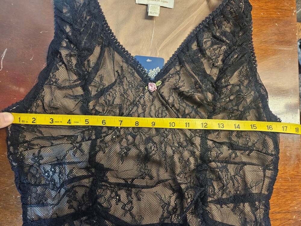 Monteau Los Angeles Black Lace Ruched Two-Piece Set Dress - Picture 5 of 9